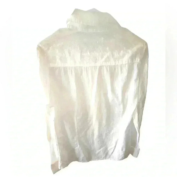 Caily22 size large white 100 % cotton ruffle front long sleeve button down. - Picture 2 of 12